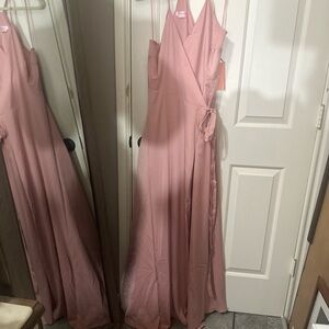 Elegant Pink Wrap Dress